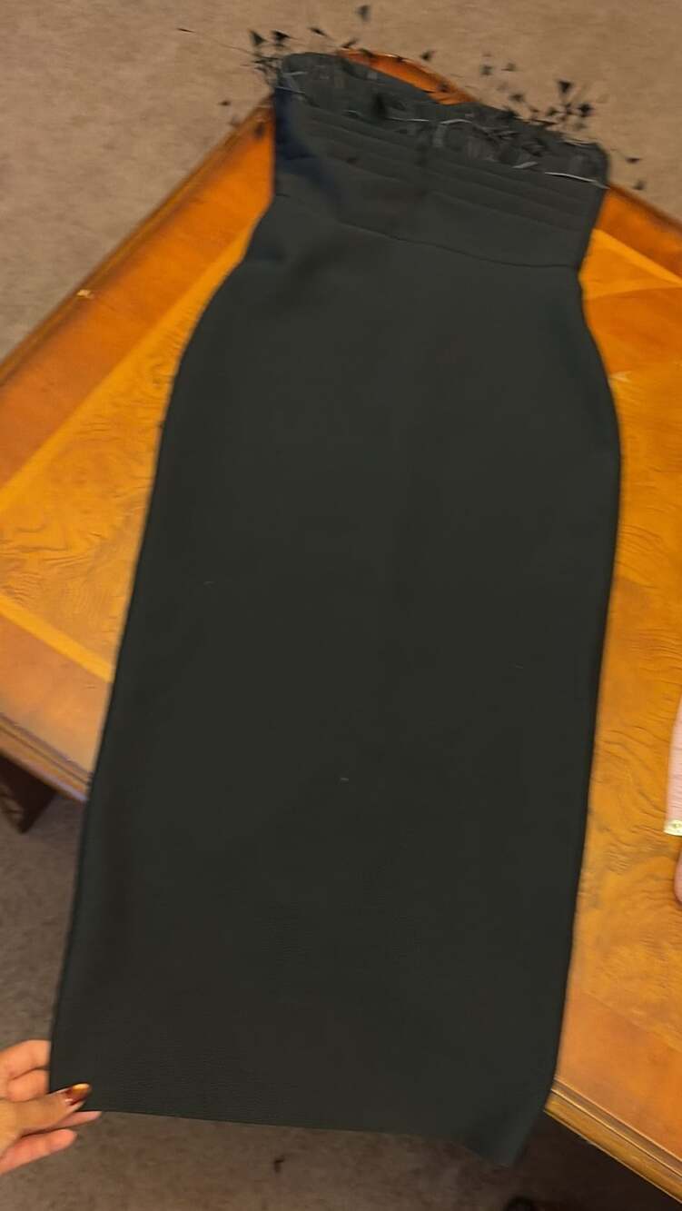 Sydney INC Strapless Feather Dress Black